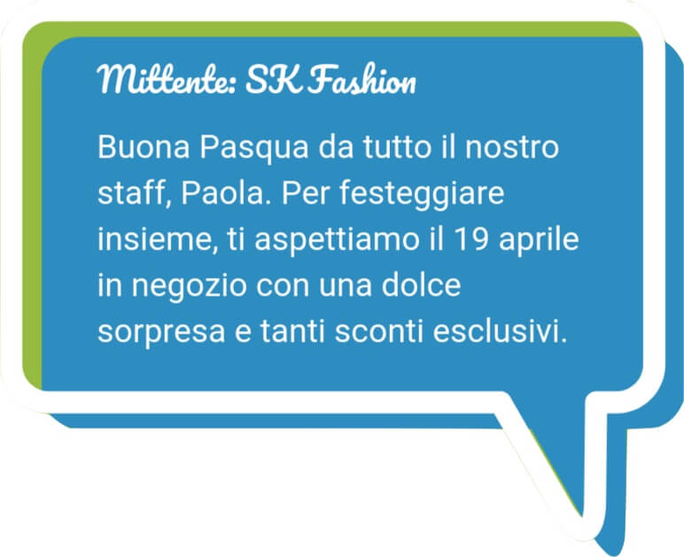 Auguri ai clienti via SMS - messaggio promozionale di esempio