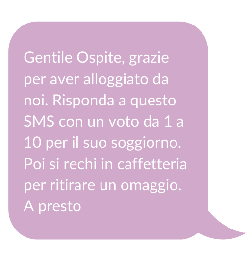 Marketing per alberghi - Esempio SMS recensione