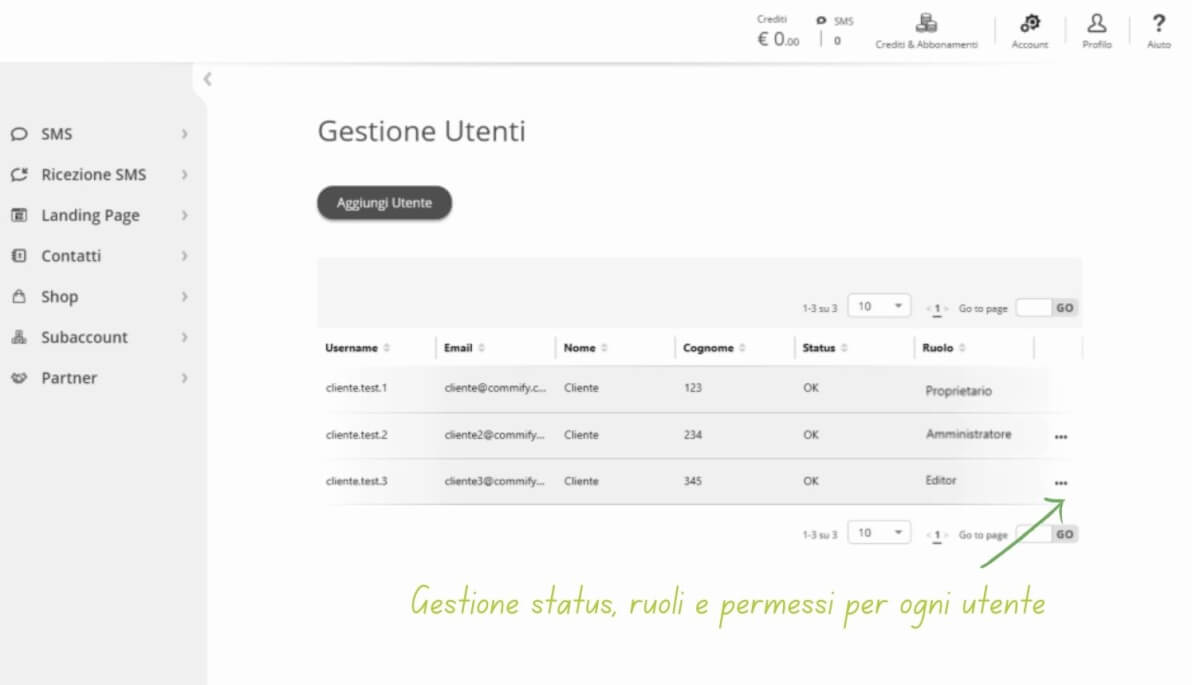 Piattaforma Skebby - Gestione utenti