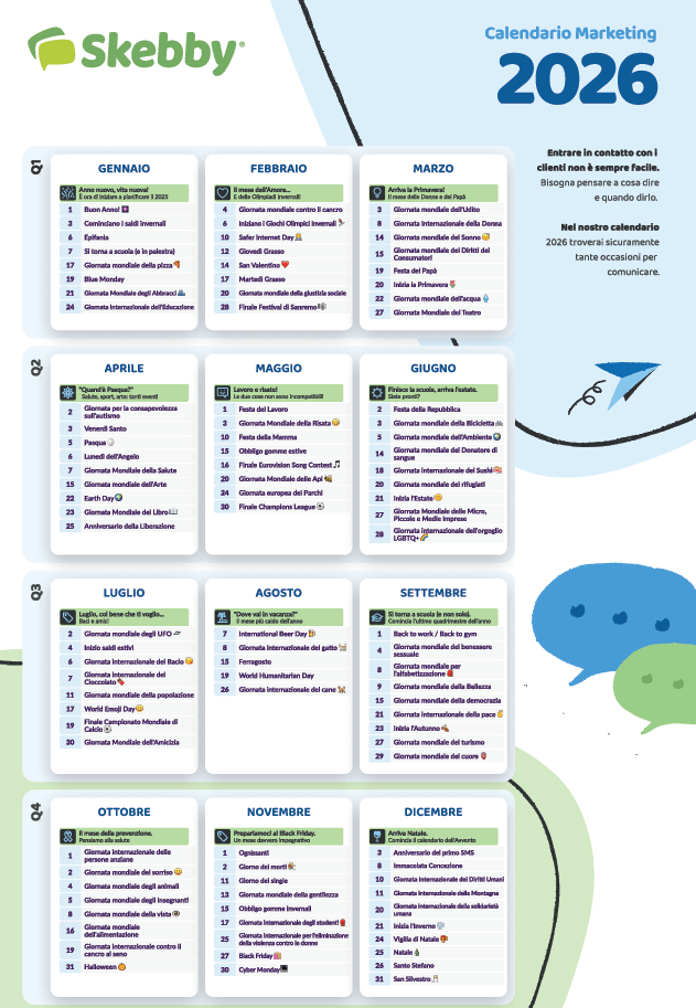 Skebby - Calendario editoriale 2026